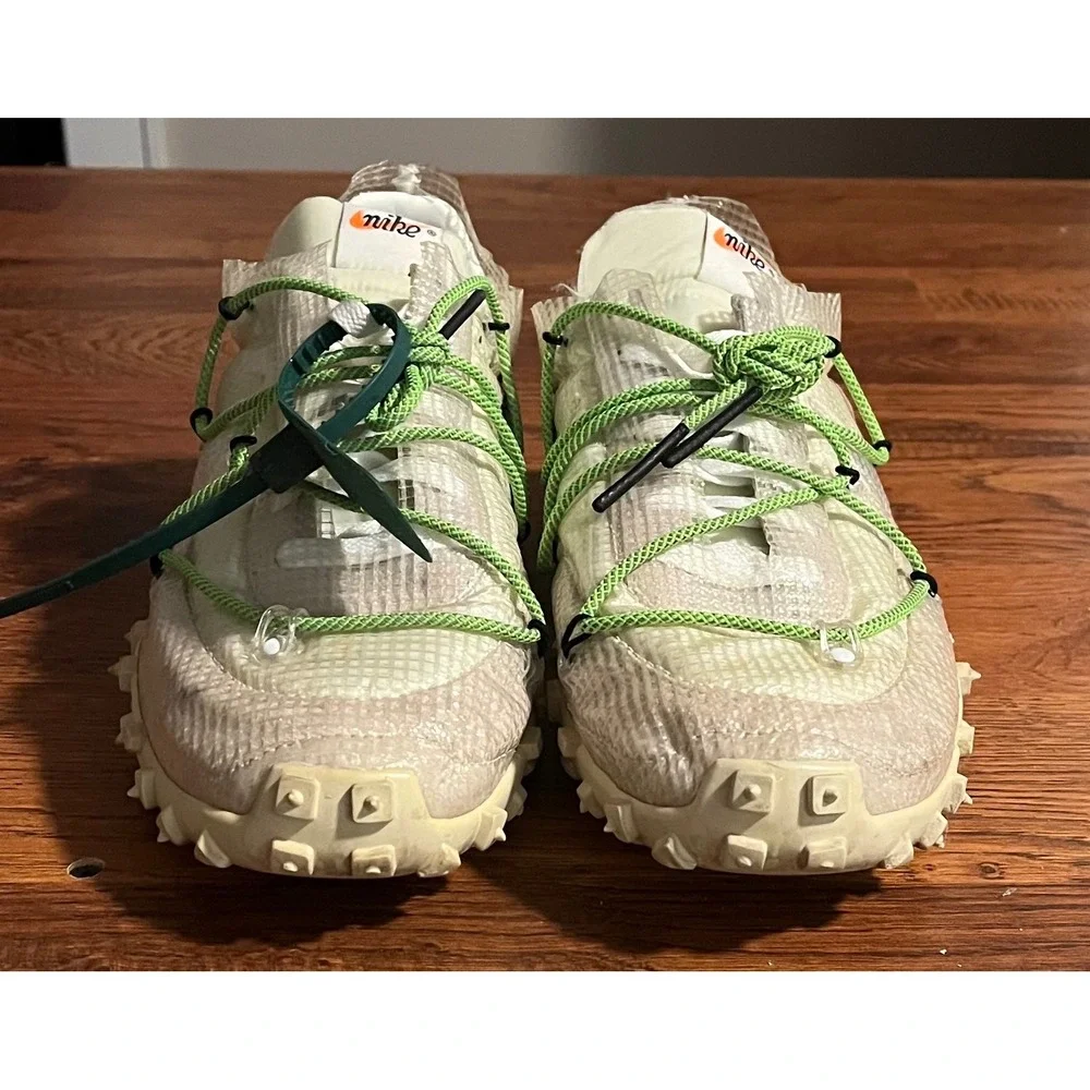 Nike Off-White Waffle Racer White Electric Green CD8180-100 Womens Sneaker 11.5